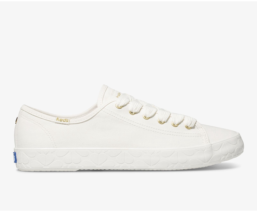 Womens Keds Sneakers - Kate Spade new york Kickstart Logo Foxing - White - 5340-GXLZO